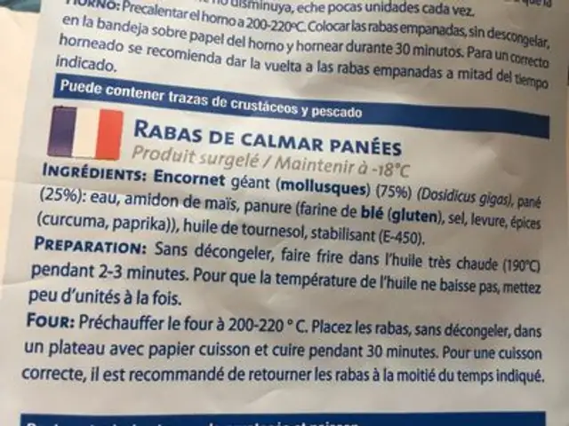 Rabas de calmar panées ingredients label