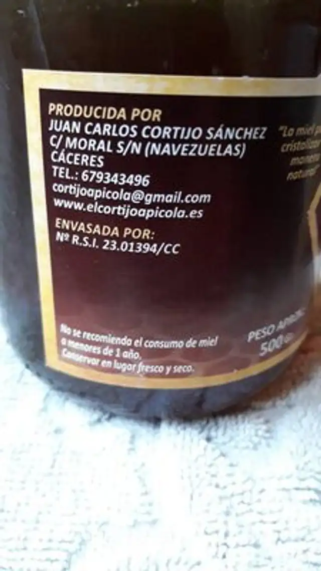 Miel el cortijo nutrition facts table