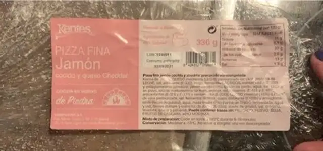 Pizza fina jamon