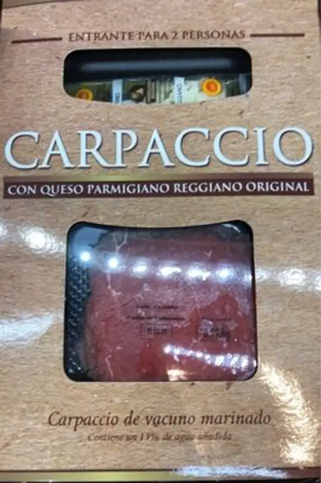 Carpaccio con queso parmigiano