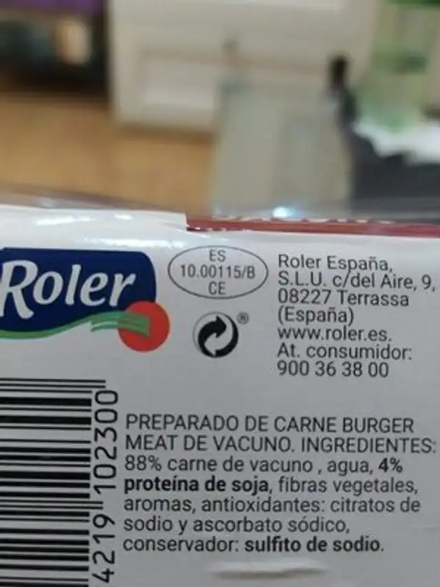 BURGER MEAT ingredients label