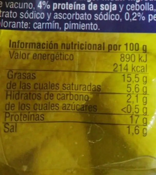 Mixtas con ajo y perejil nutrition facts table