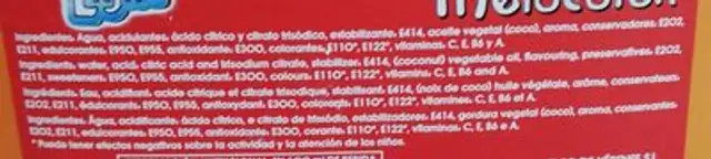 Kuyx light melocotón nutrition facts table