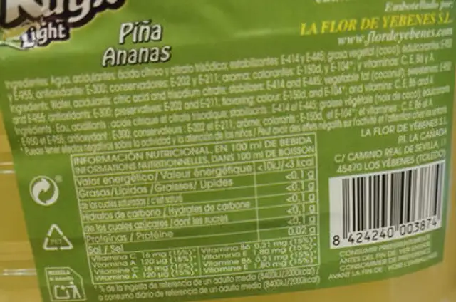 Kuyx Light - Ananas ingredients label