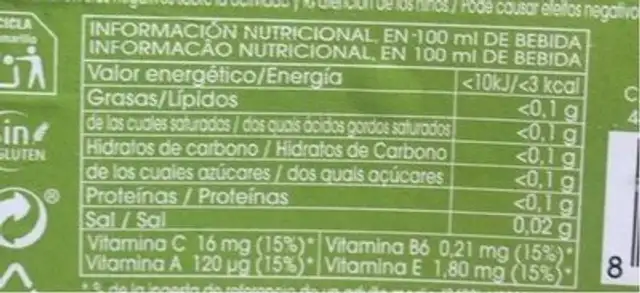 Kuyx Light - Ananas nutrition facts table