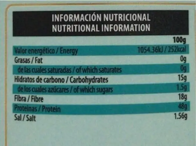 Colageno nutrition facts table