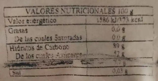 Gominolas mini pica nutrition facts table