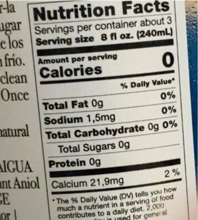 Volcanic purity nutrition facts table