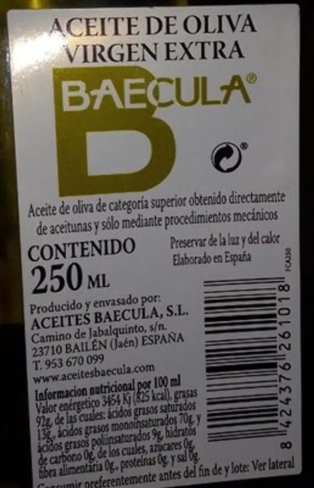 Aceite oliva virgen extra