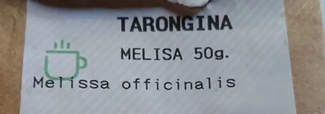 Tarongina infusió nutrition facts table