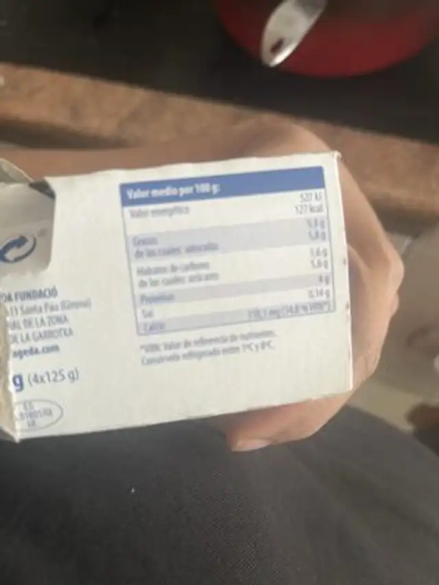 Yogur Griego Natural ingredients label
