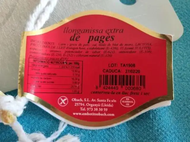 Llonganissa extra de pages nutrition facts table