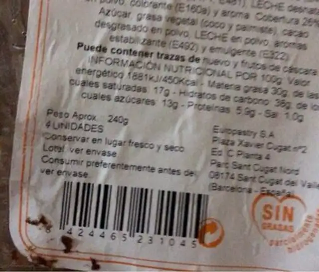 donuts chocolate nutrition facts table