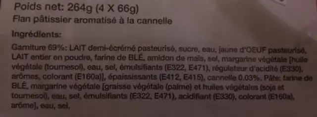 Pastel de nata ingredients label