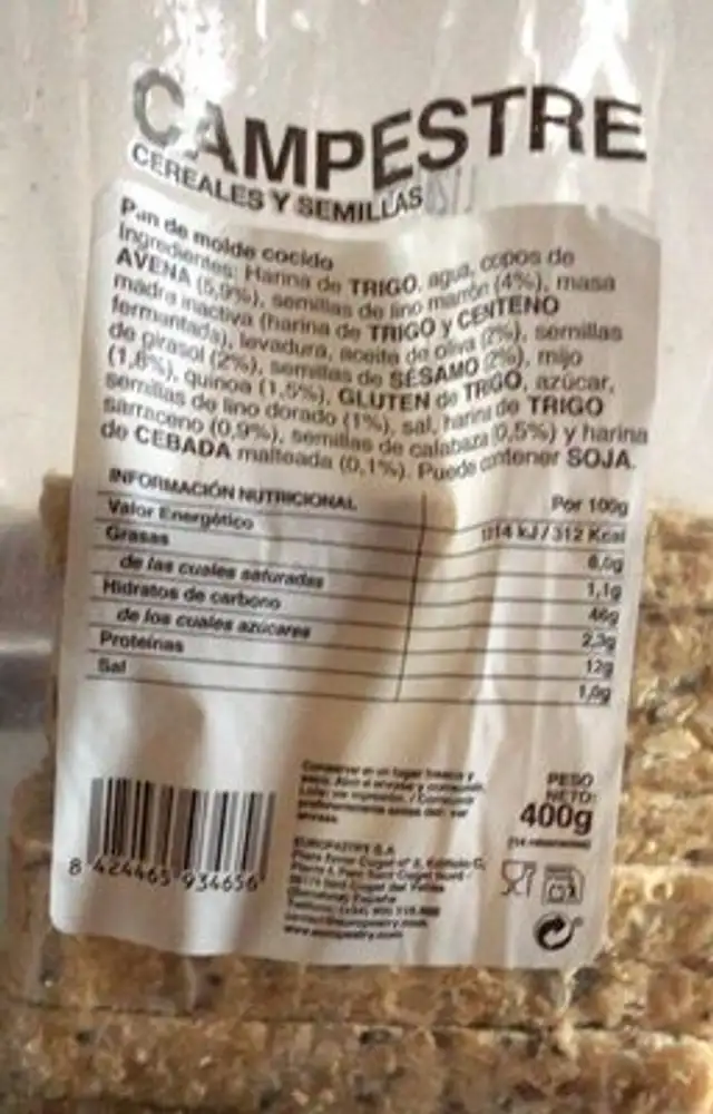 Pan de molde campestre