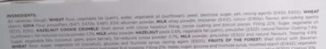 Dunkin Donuts ingredients label