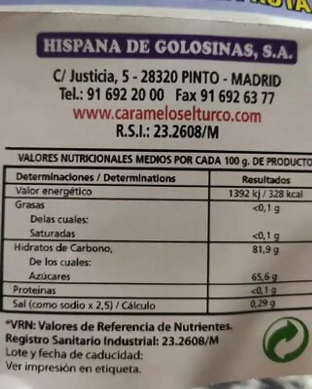 Chelines nutrition facts table