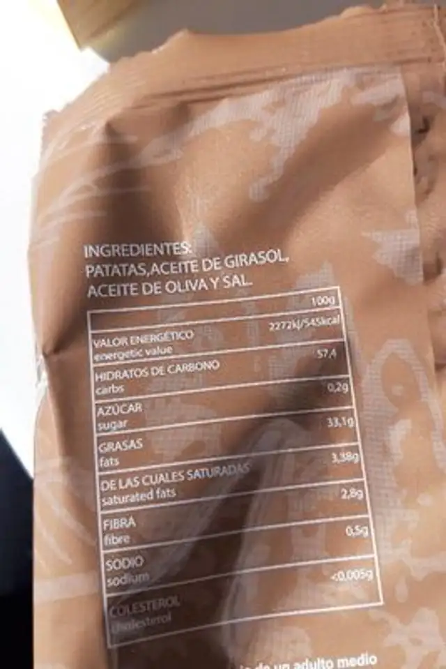 Patatas fritas nutrition facts table