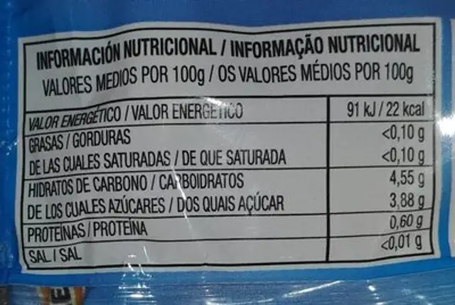 Filas chapi nutrition facts table