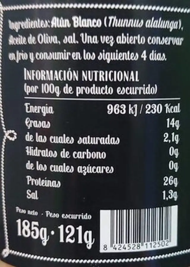 Elixsear nutrition facts table