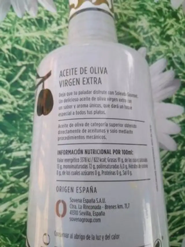Aceite de oliva virgen extra ingredients label