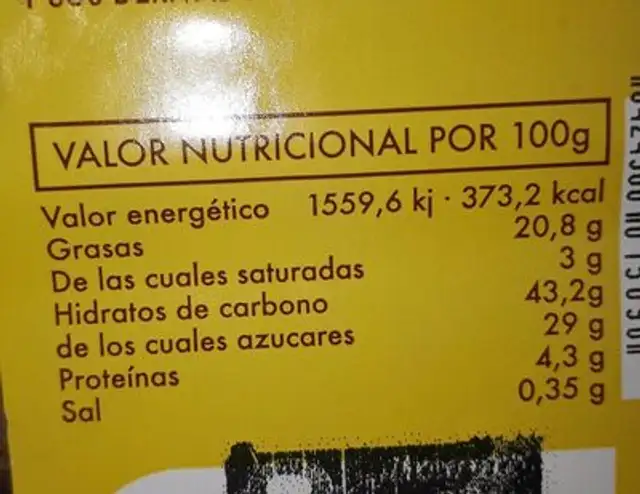 Bizcocho de limón calado nutrition facts table