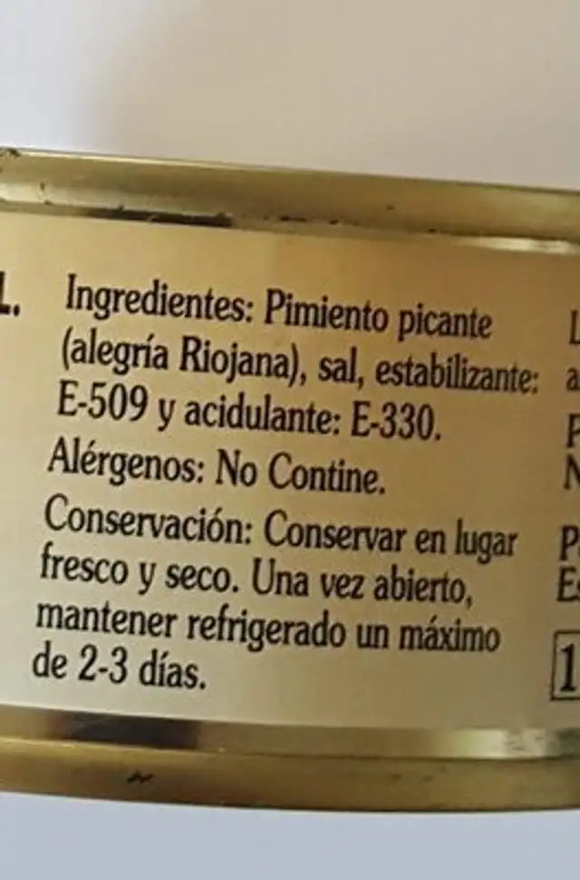 Alegrias riojanas nutrition facts table