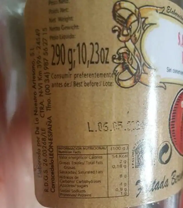 Fritada berciana de tomate nutrition facts table