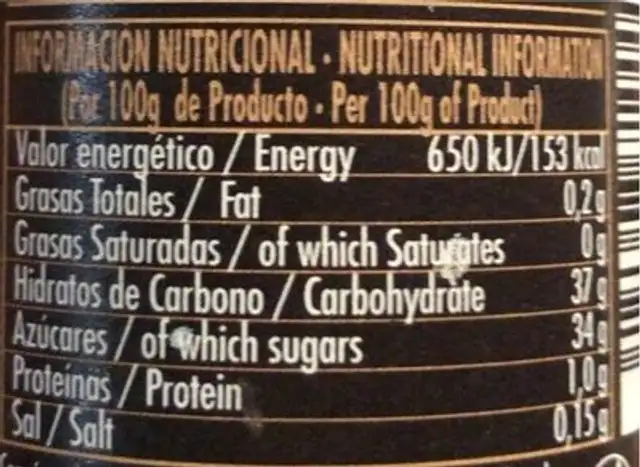 Aliño de vinagre balsamico con higi nutrition facts table