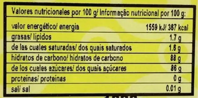 Juan López Collares 60 Und nutrition facts table