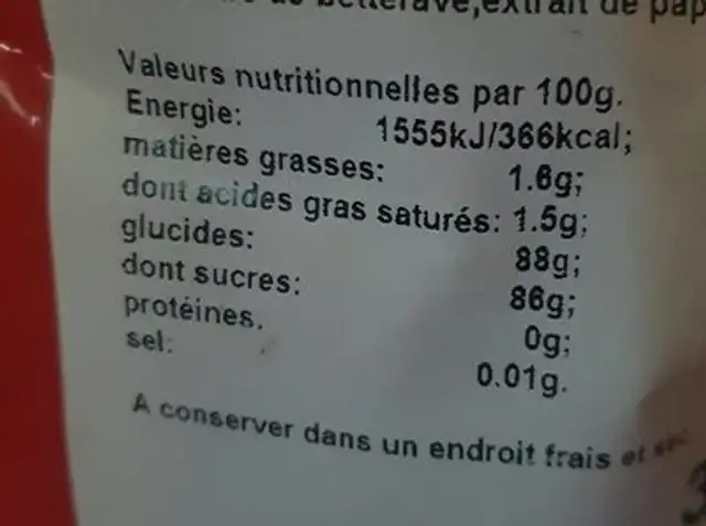 Funny mix nutrition facts table