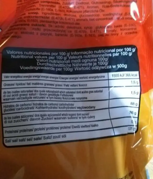 Funky mix nutrition facts table