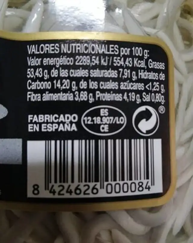Caprichos de mar nutrition facts table