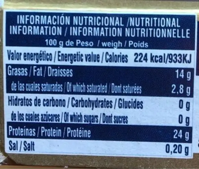 Filetes de caballa en aceite de girasol nutrition facts table