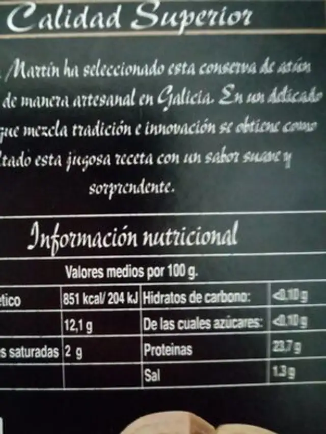 Atún claro, arotimizqdo con Naranja y clavo nutrition facts table