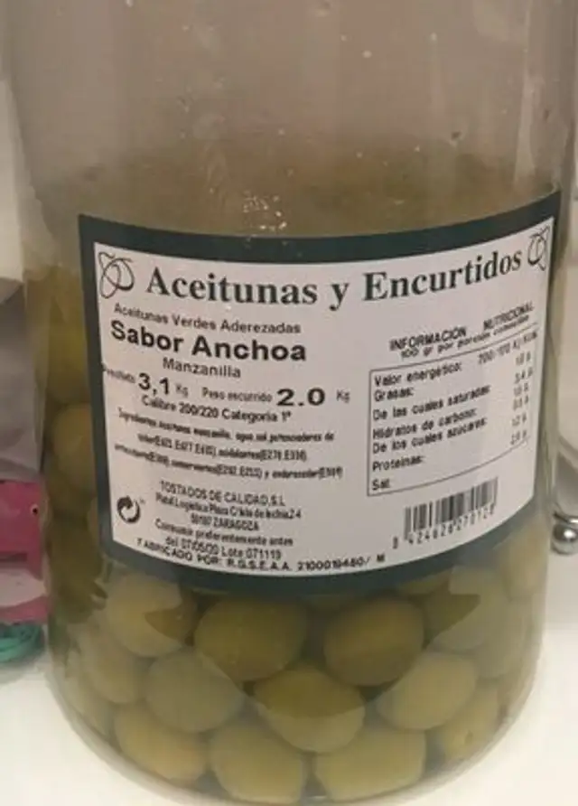 Aceitunas y encurtidos sabor anchoa