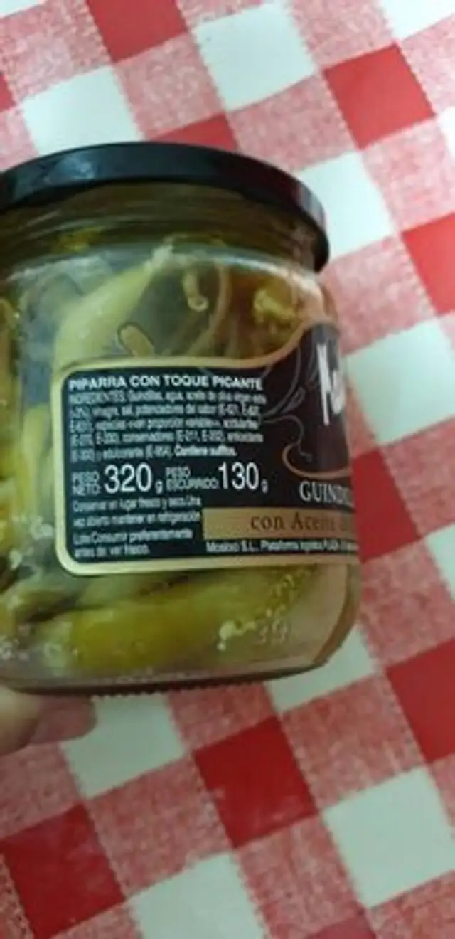 Guindilla piparra ingredients label