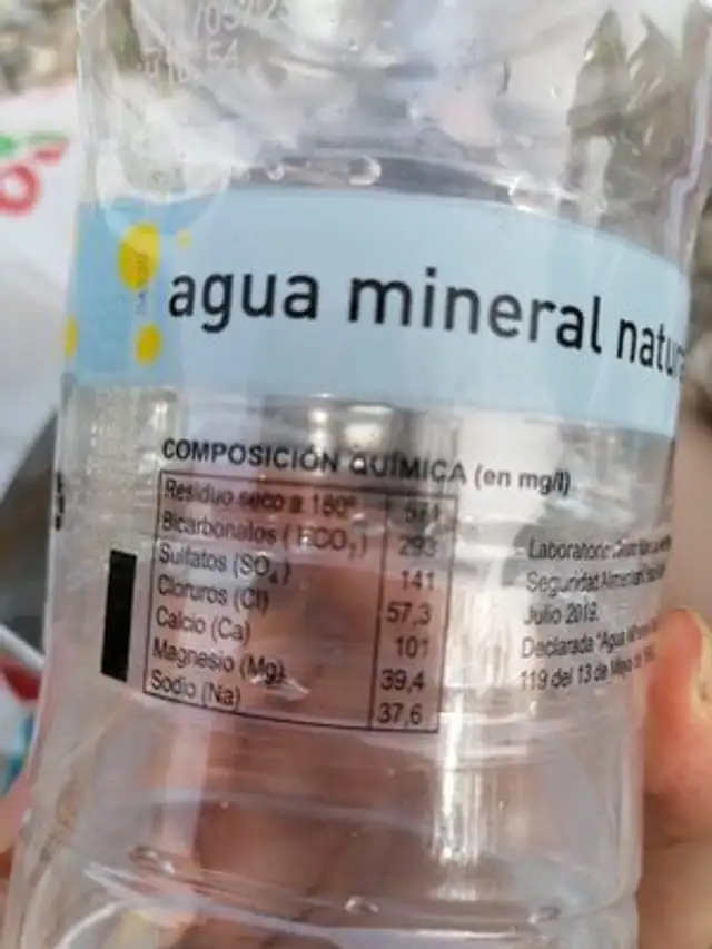 Agua FONTECABRAS ingredients label