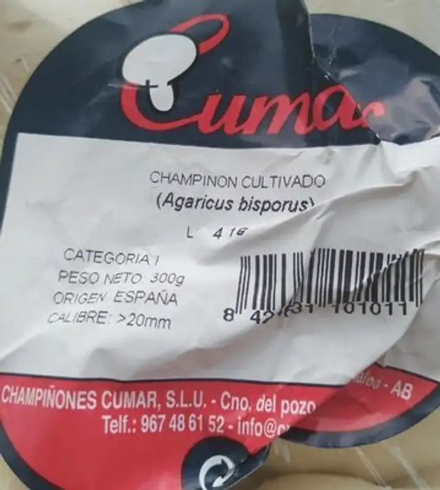 Champiñones nutrition facts table