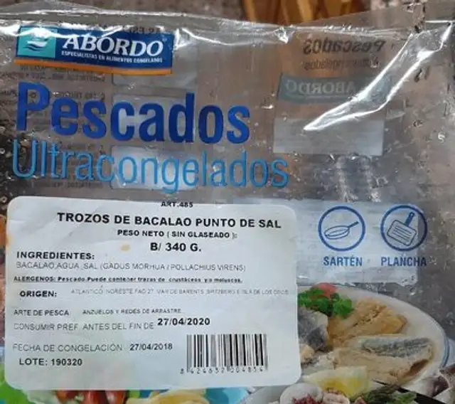 Trozos de bacalao punto de sal
