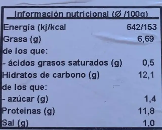 Hamburguesa de salmón nutrition facts table
