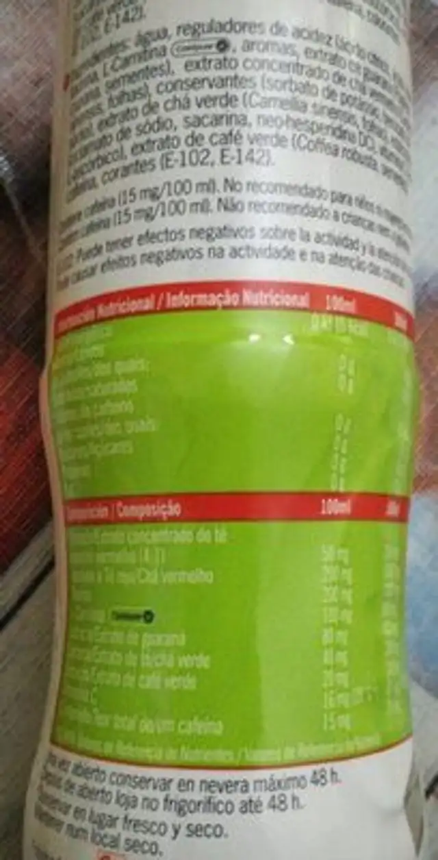 Thermo drink nutrition facts table