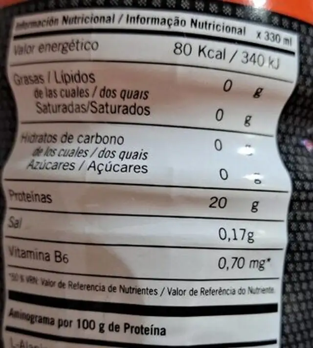 ISO Whey drink nutrition facts table