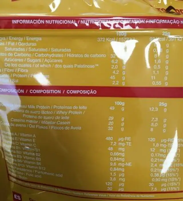 8: am nutrition facts table