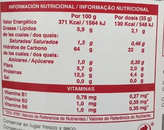 Oat pro nutrition facts table