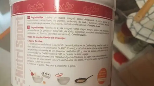 Oat pro ingredients label