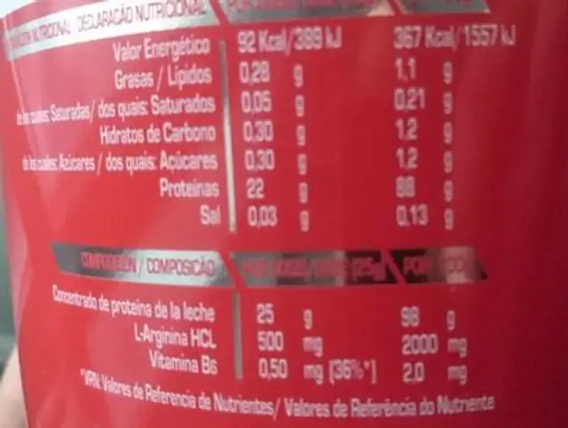 TMP90 nutrition facts table