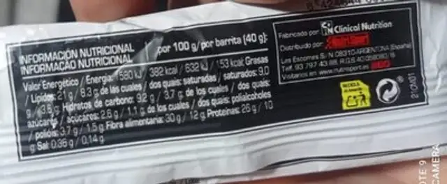 Keto bar nutrition facts table