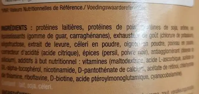 Dietline Velouté De Poulet Pot ingredients label