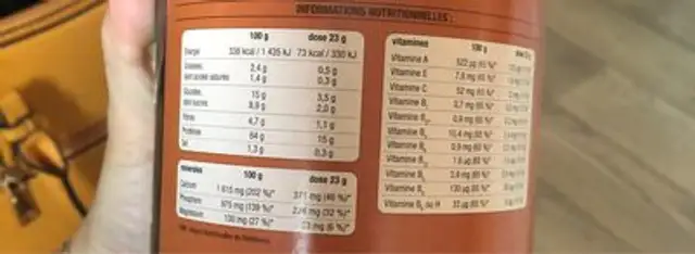 Diafarm Diet SKN Boisson Milk Shake Saveur Chocolat 400G nutrition facts table